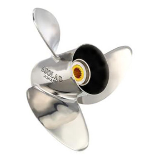 B3 Bravo III Dual Props Stainless Steel 3/4 Blade Rubber Hub 19 Tooth Spline & Thru Hub Exhaust - 1651-138-XX  - Solas